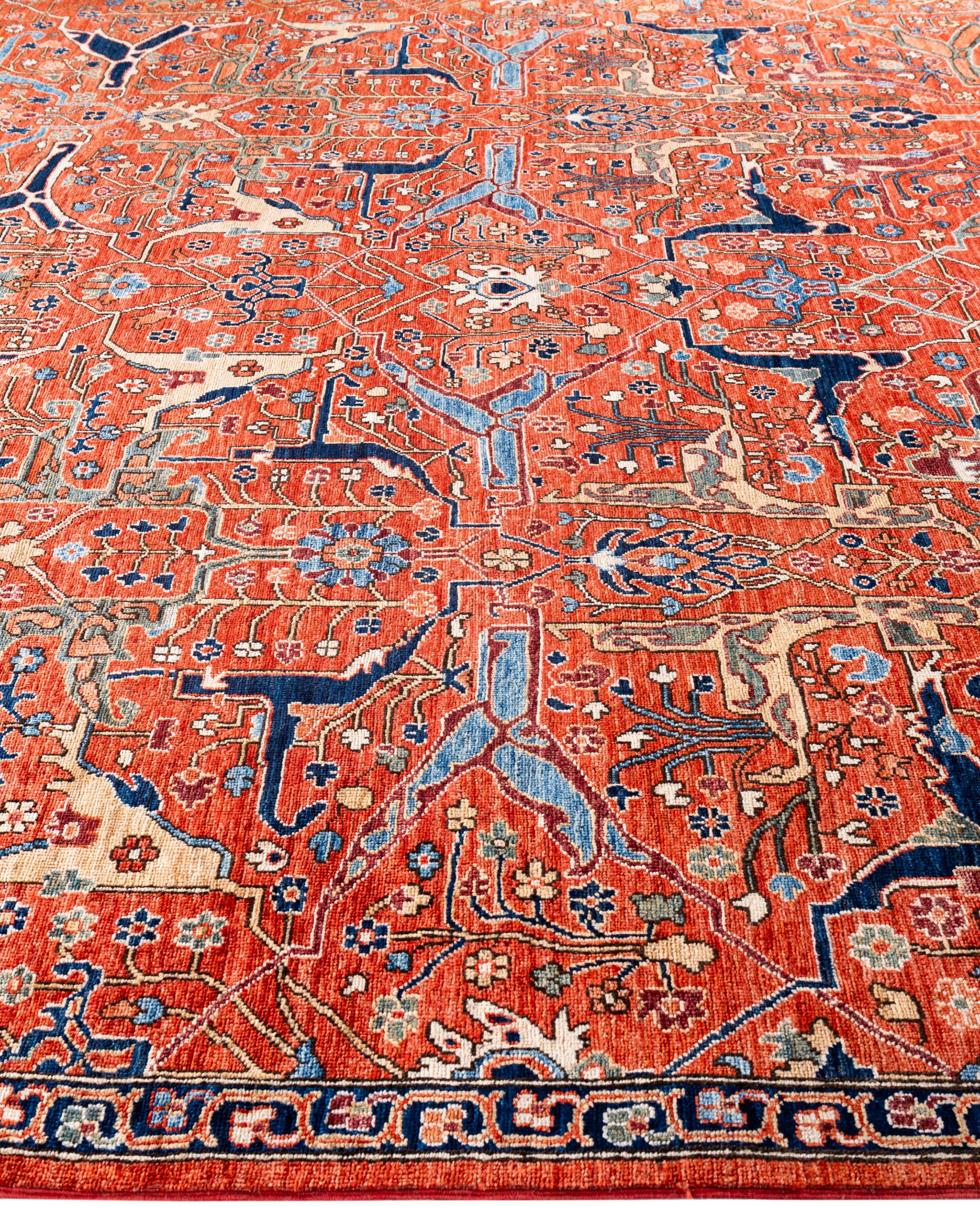 Hand-Knotted Serapi One-of-a-Kind Wool Red Area Rug 8' 11