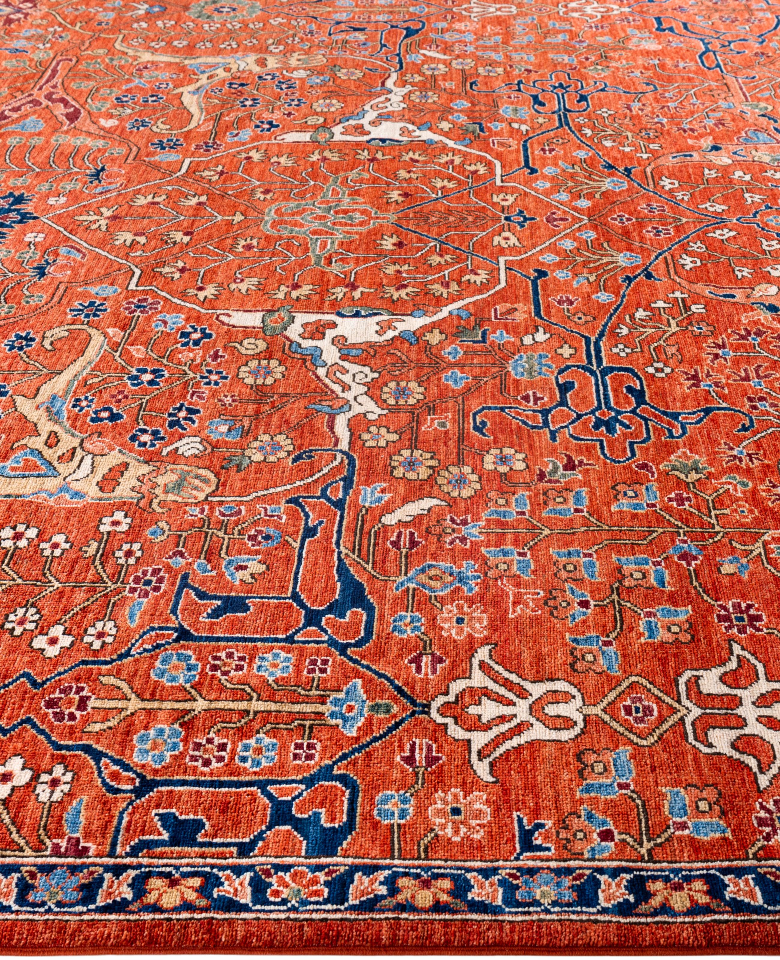 Hand-Knotted Serapi One-of-a-Kind Wool Red Area Rug 8' 11