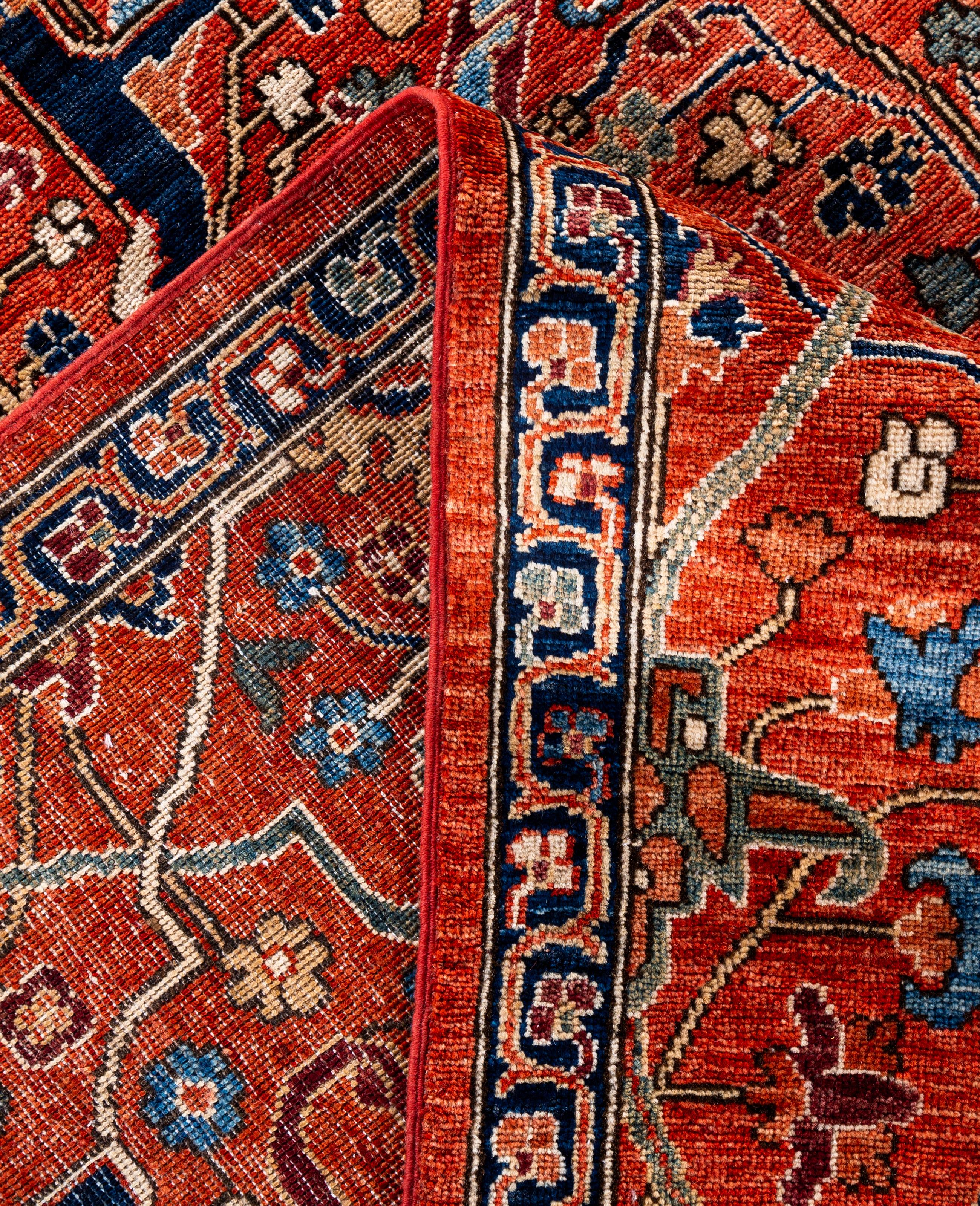 Contemporary Serapi One-of-a-Kind Wool Red Area Rug 8' 11