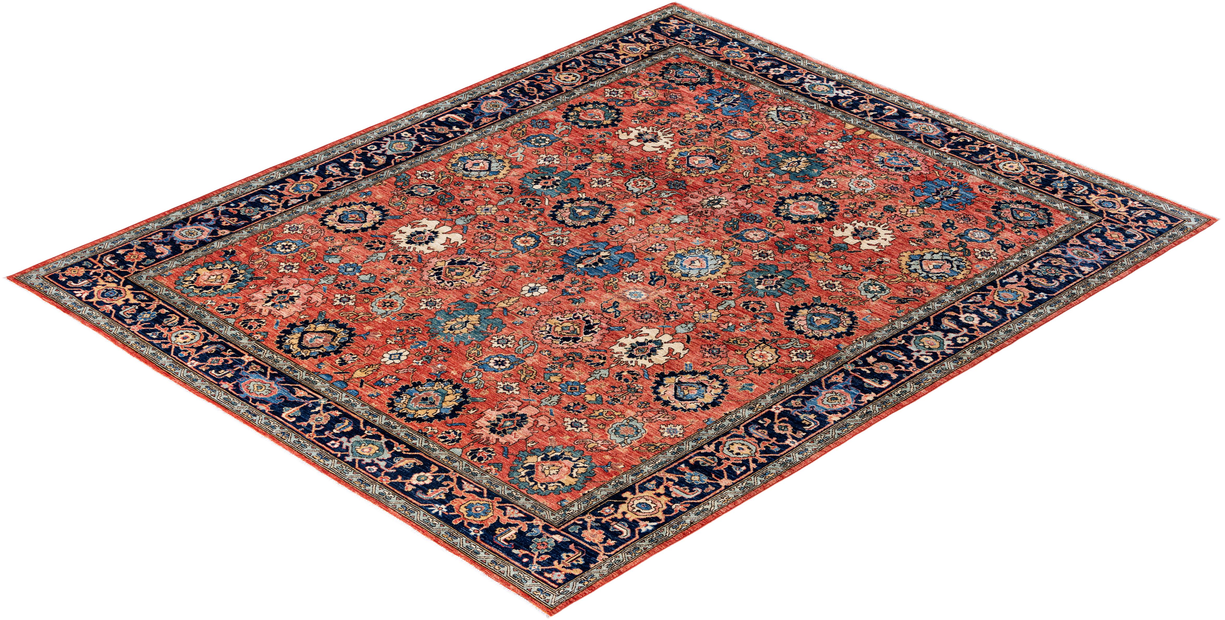 Serapi One-of-a-Kind Wolle Rot Bereich Teppich 8' 2