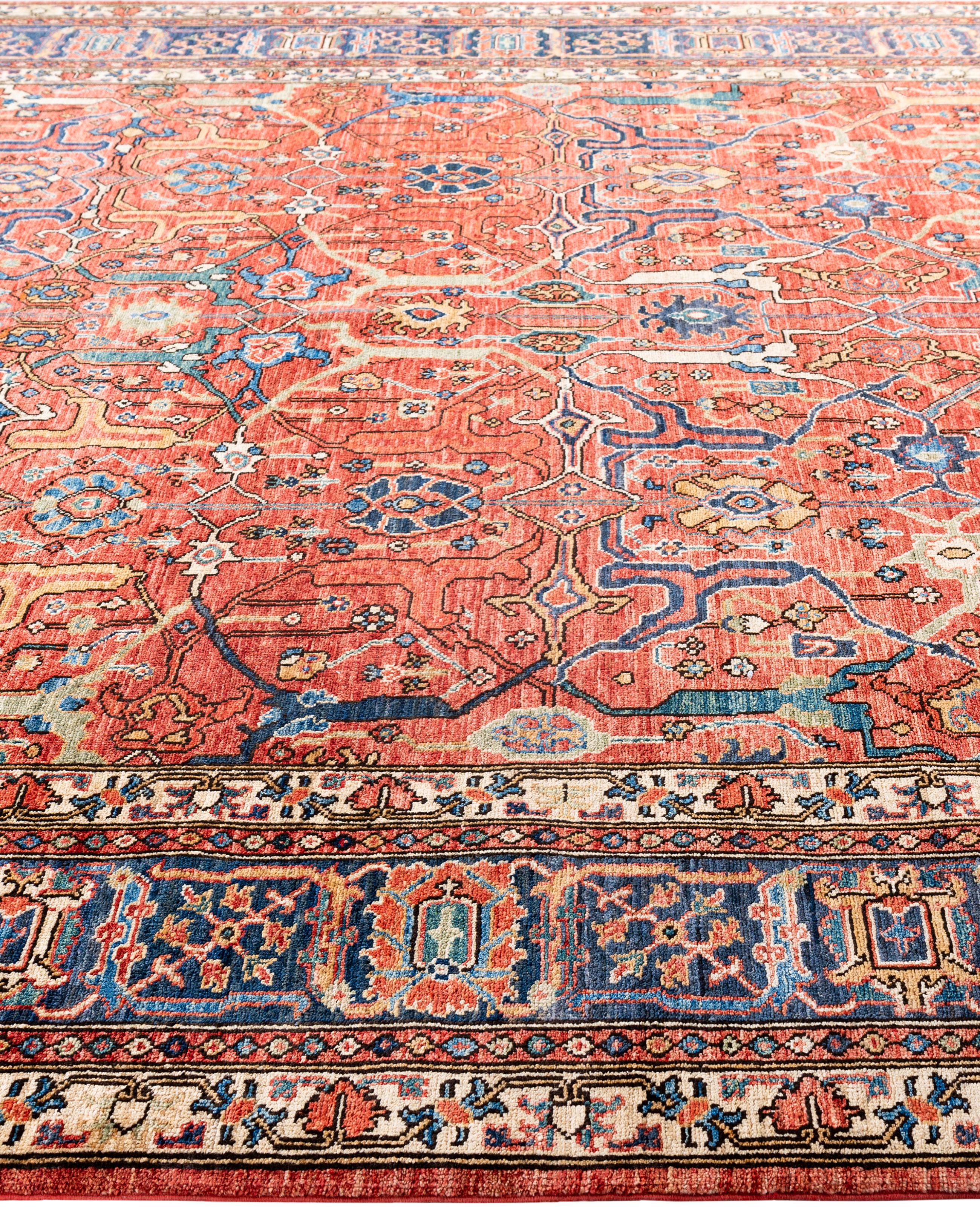 Hand-Knotted Serapi One-of-a-Kind Wool Red Area Rug 8' 3