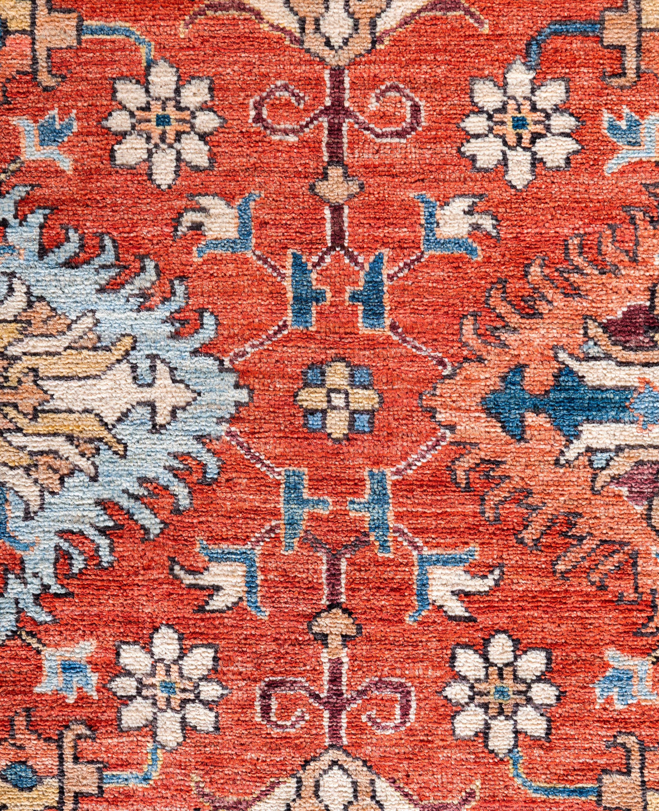 Pakistani Serapi One-of-a-Kind Wool Red Area Rug 8' 9
