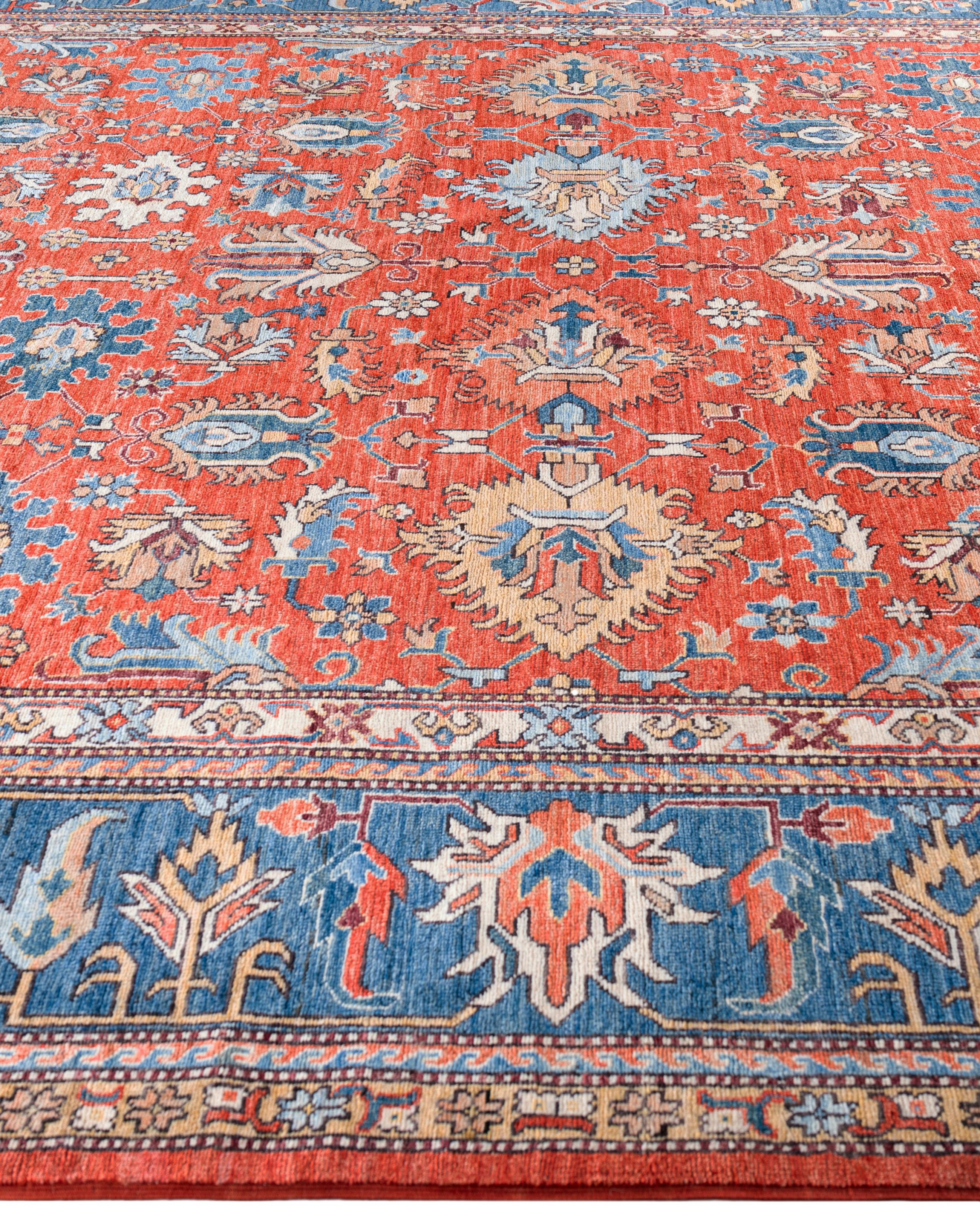 Hand-Knotted Serapi One-of-a-Kind Wool Red Area Rug 8' 9