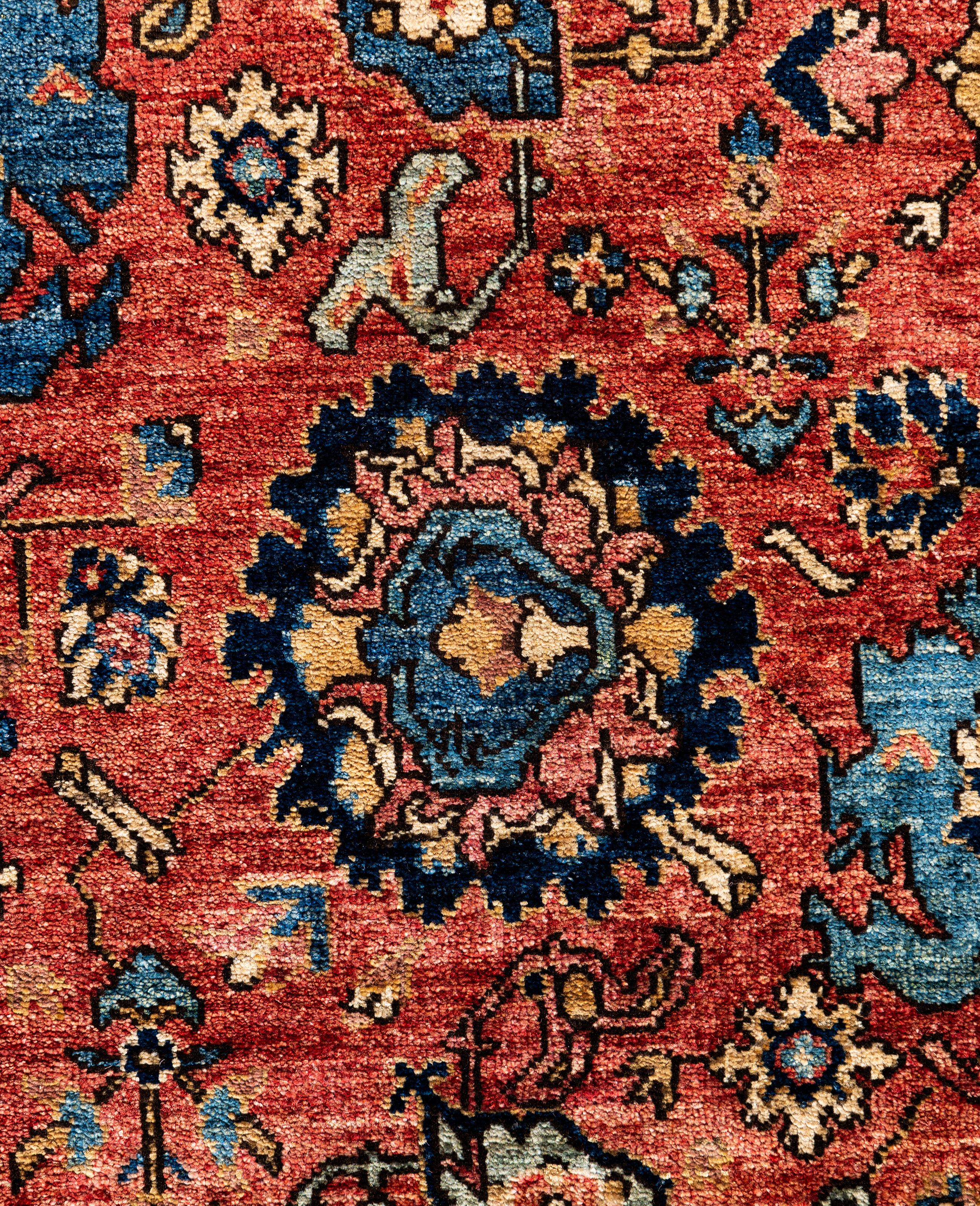 Pakistani Serapi One-of-a-Kind Wool Red Area Rug 9' 0