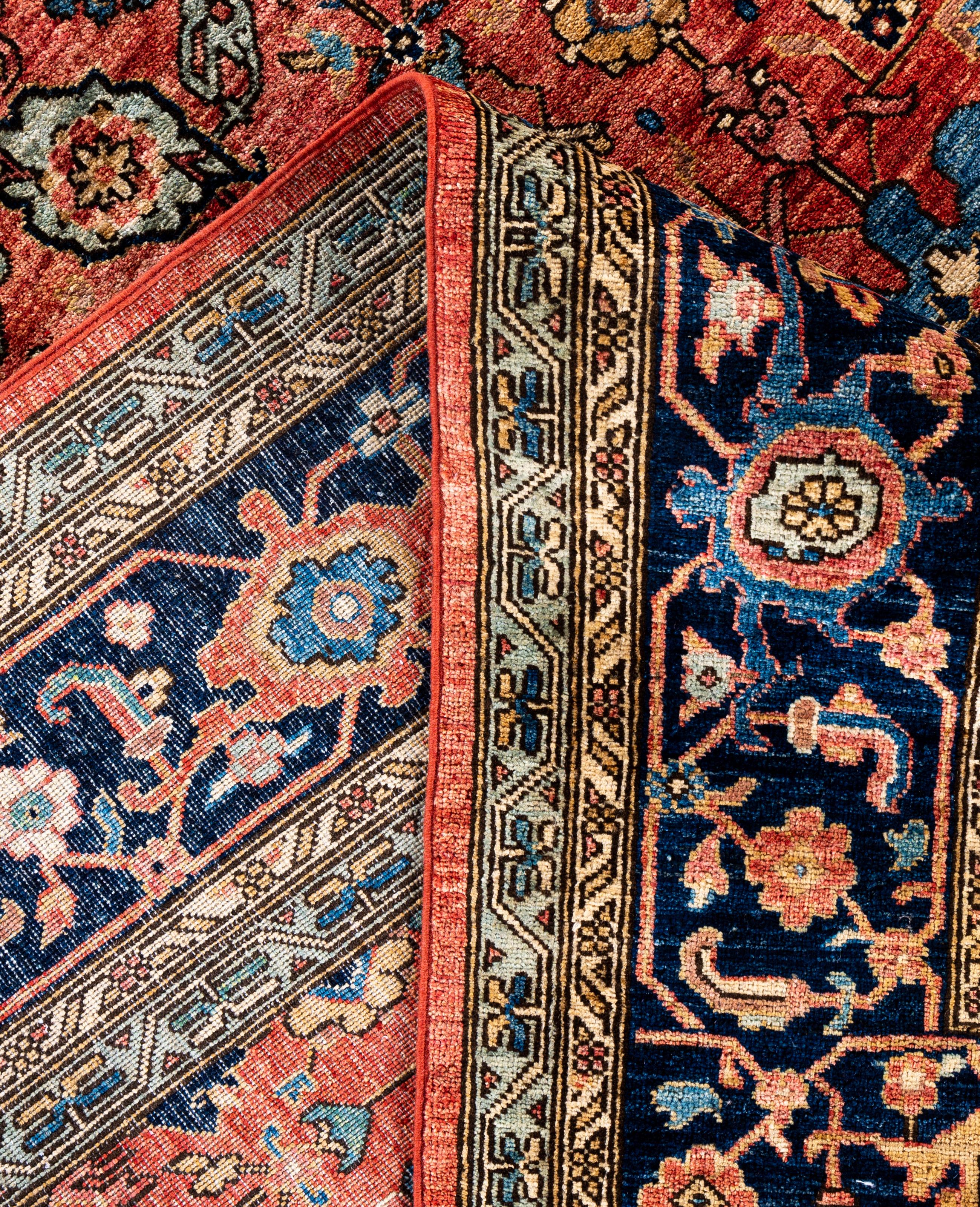 Contemporary Serapi One-of-a-Kind Wool Red Area Rug 9' 0