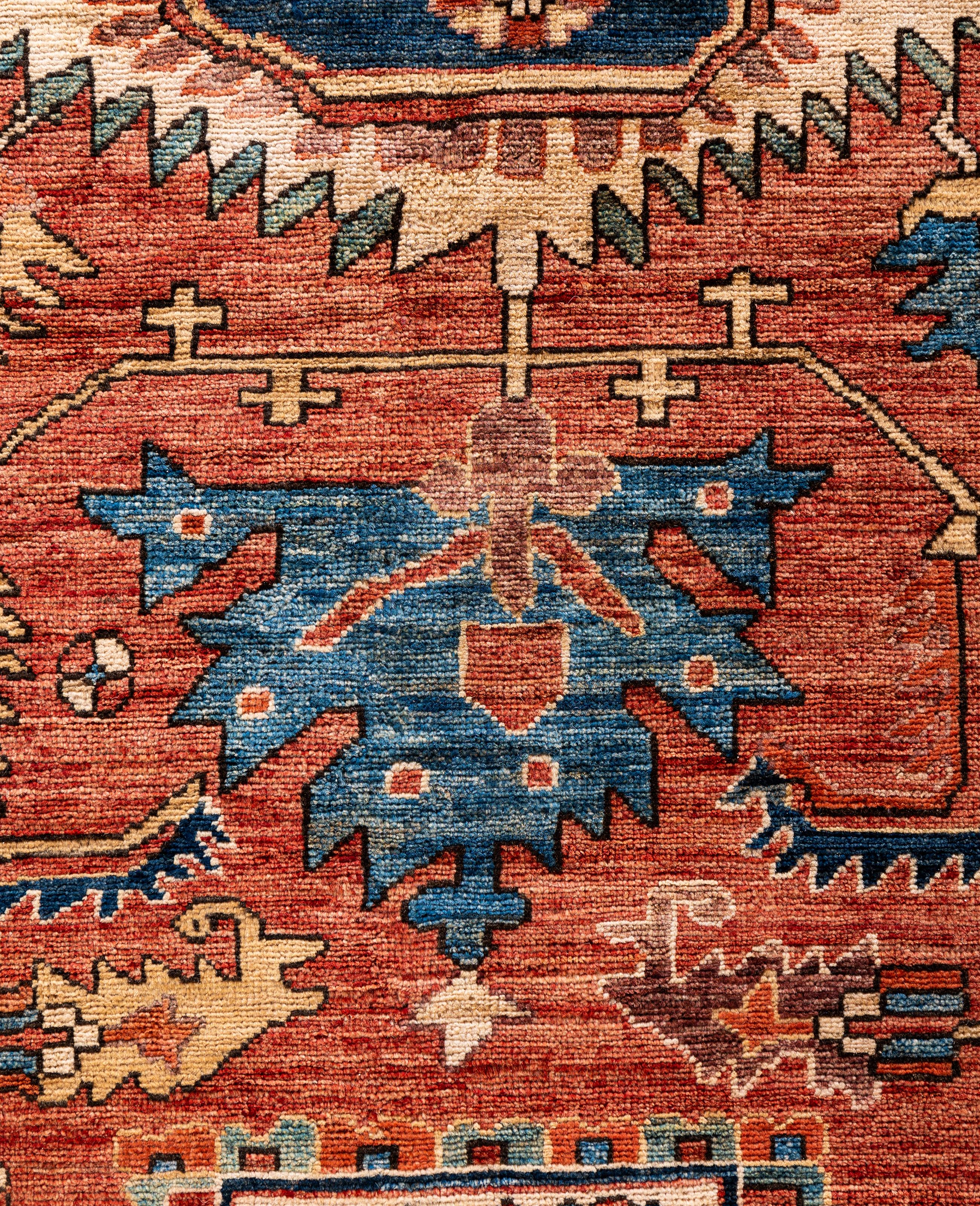 Pakistani Serapi One-of-a-Kind Wool Red Area Rug 9' 0