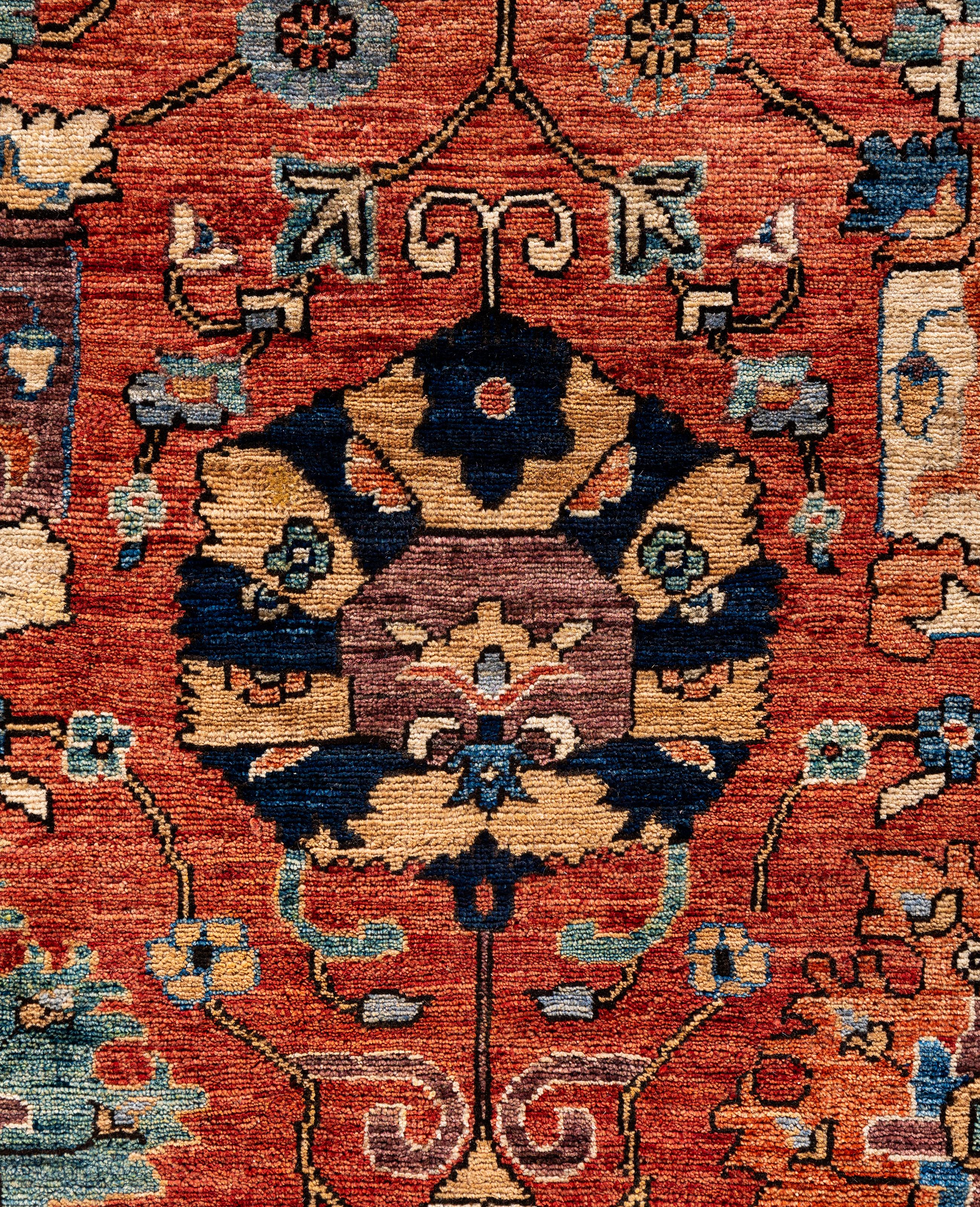 Pakistani Serapi One-of-a-Kind Wool Red Area Rug 9' 0