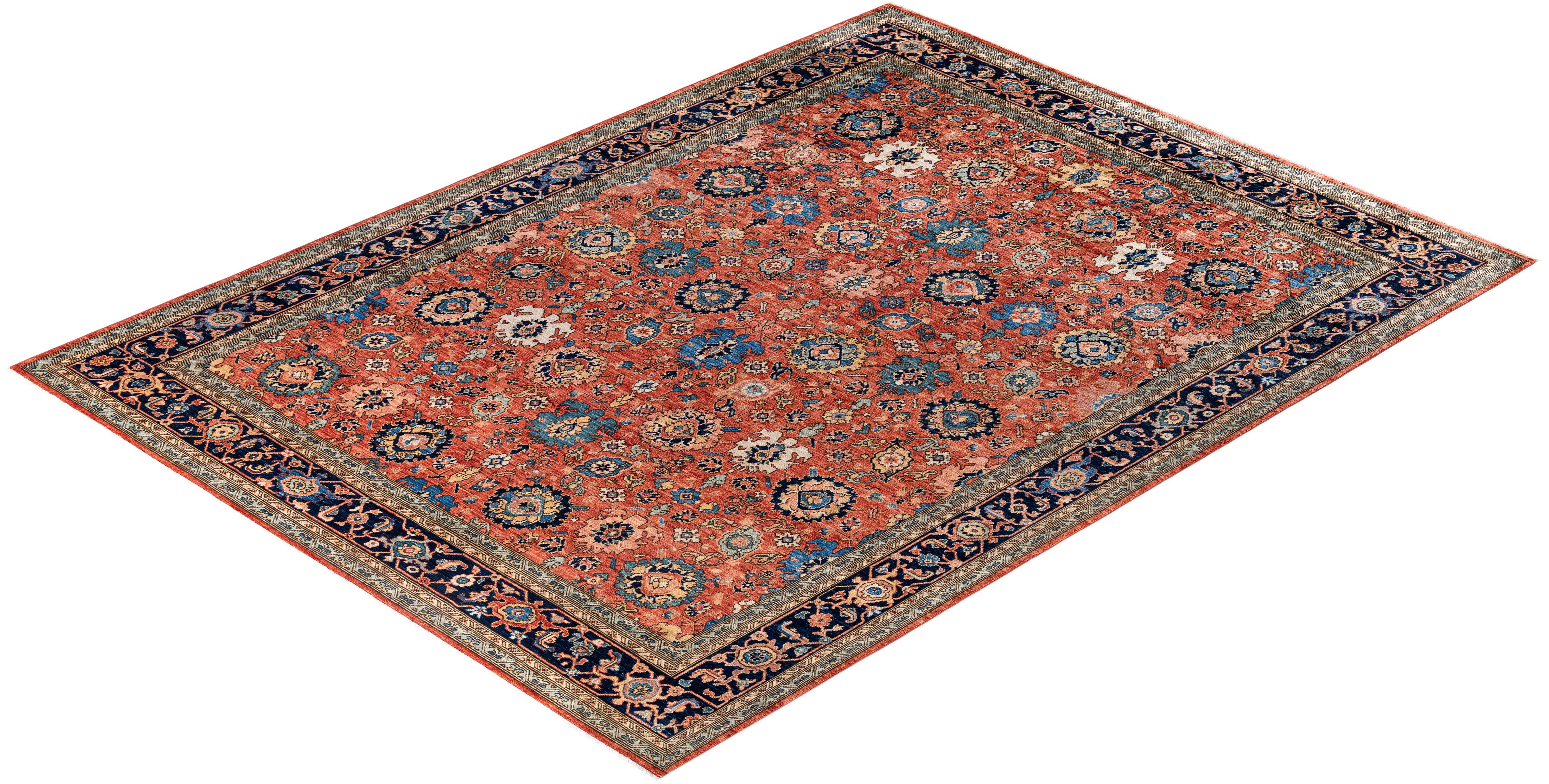 Serapi One-of-a-Kind Wolle Rot Bereich Teppich 9' 0