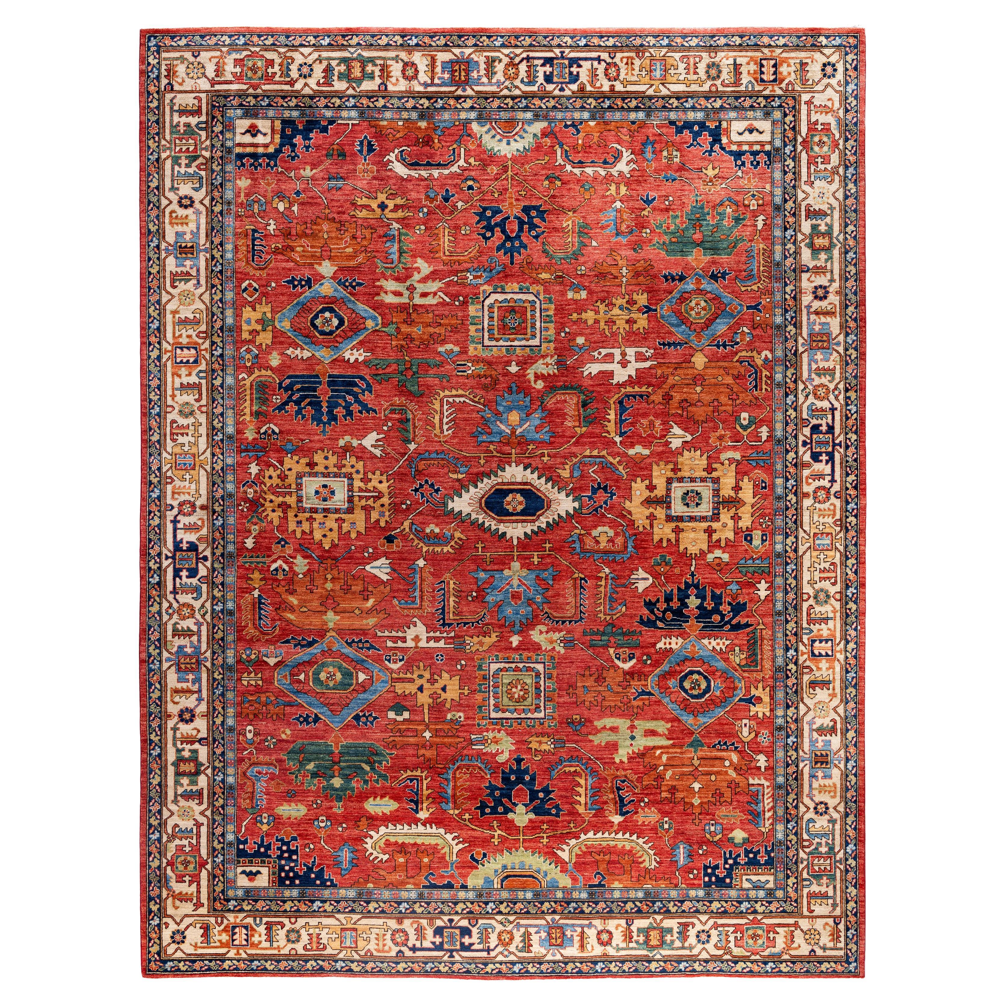 Tappeto Serapi in lana rossa unico nel suo genere 9' 1" x 11' 10"