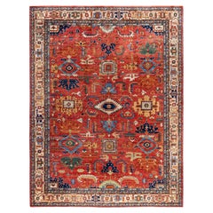 Tappeto Serapi in lana rossa unico nel suo genere 9' 1" x 11' 10"