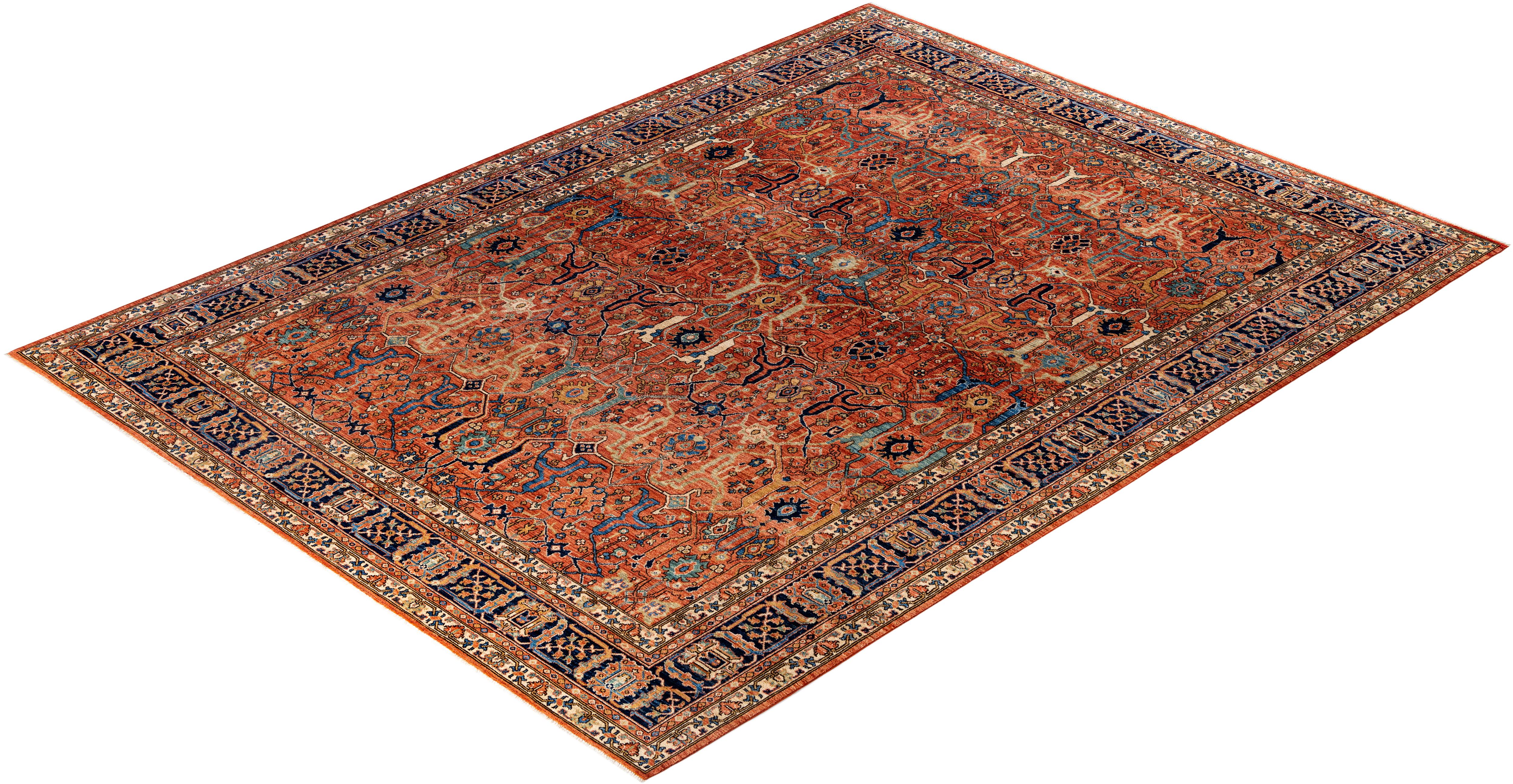 Serapi One-of-a-Kind Wolle Rot Bereich Teppich 9' 2