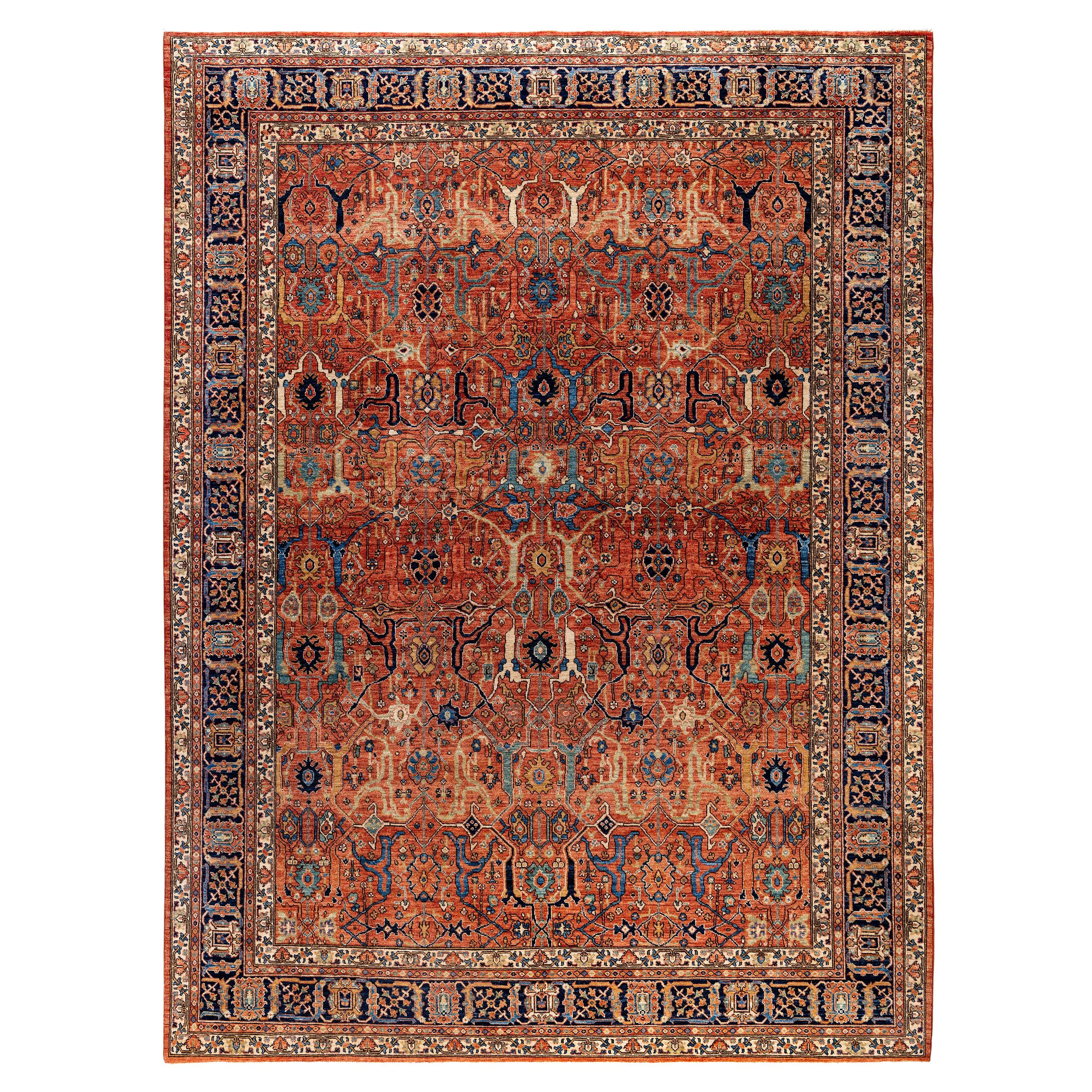 Serapi One-of-a-Kind Wolle Rot Bereich Teppich 9' 2" x 12' 2"