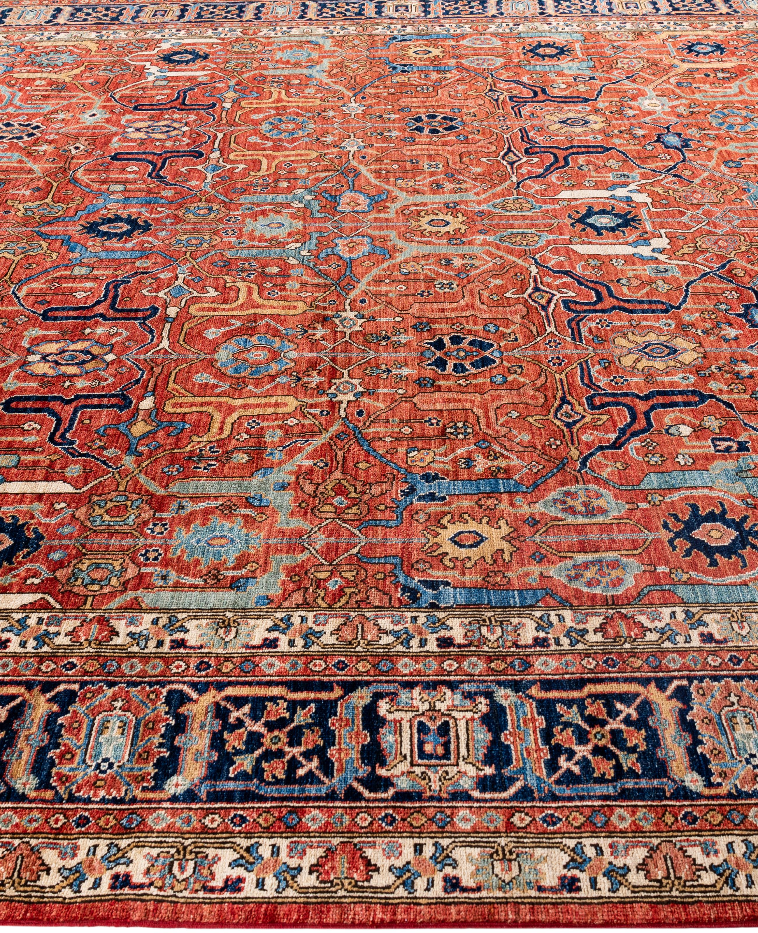 Serapi One-of-a-Kind Wolle Rot Bereich Teppich 9' 3