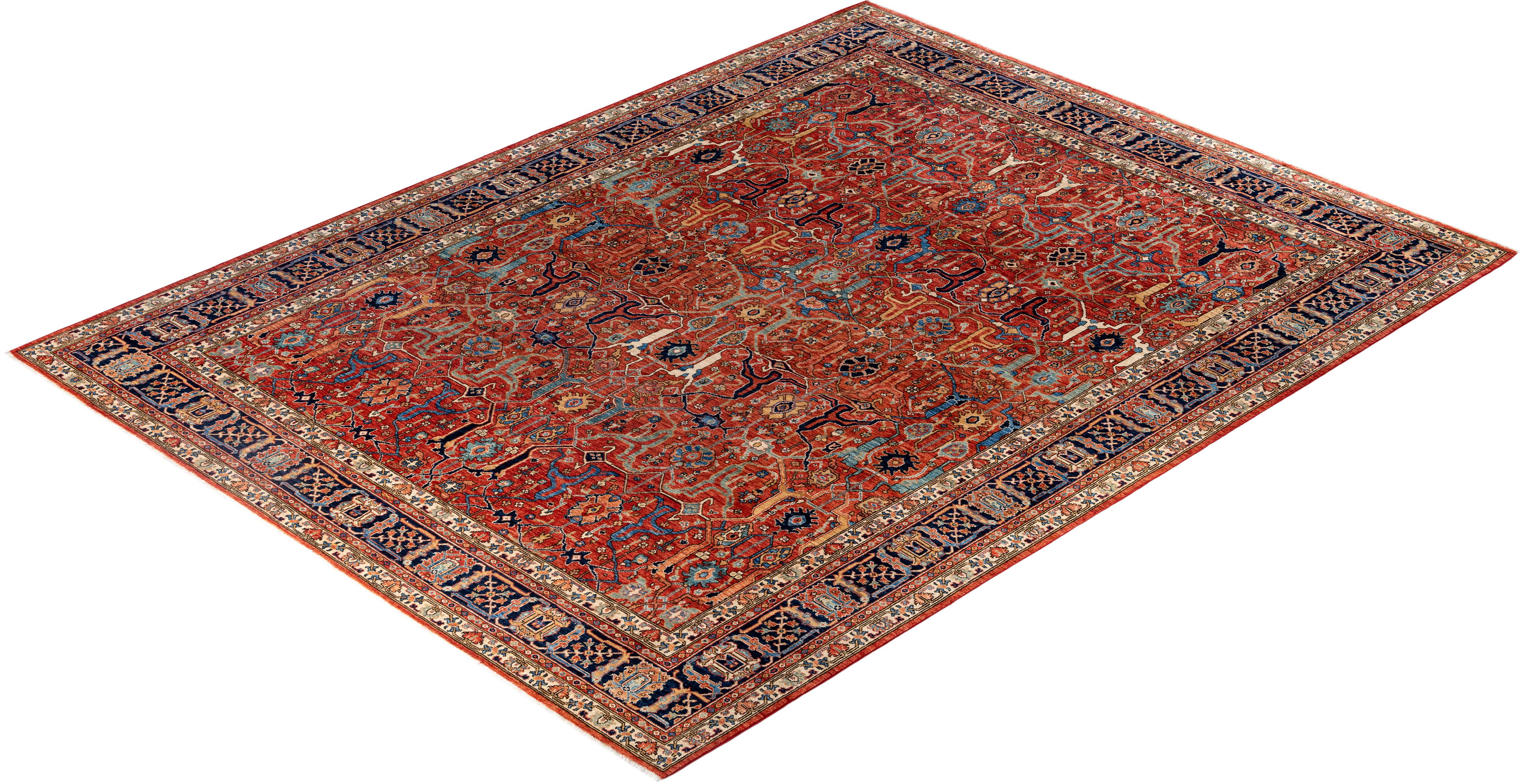 Serapi One-of-a-Kind Wolle Rot Bereich Teppich 9' 3