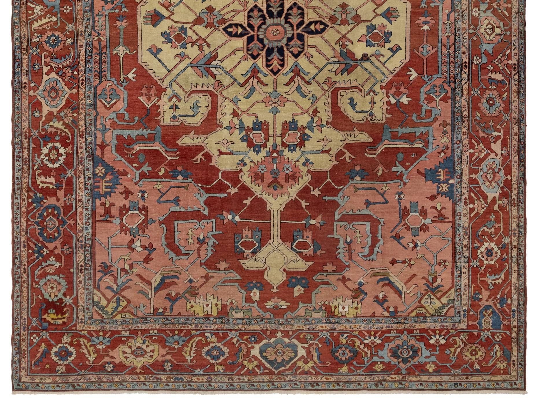 Perse Tapis Serapi ancien, vers 1880 en vente