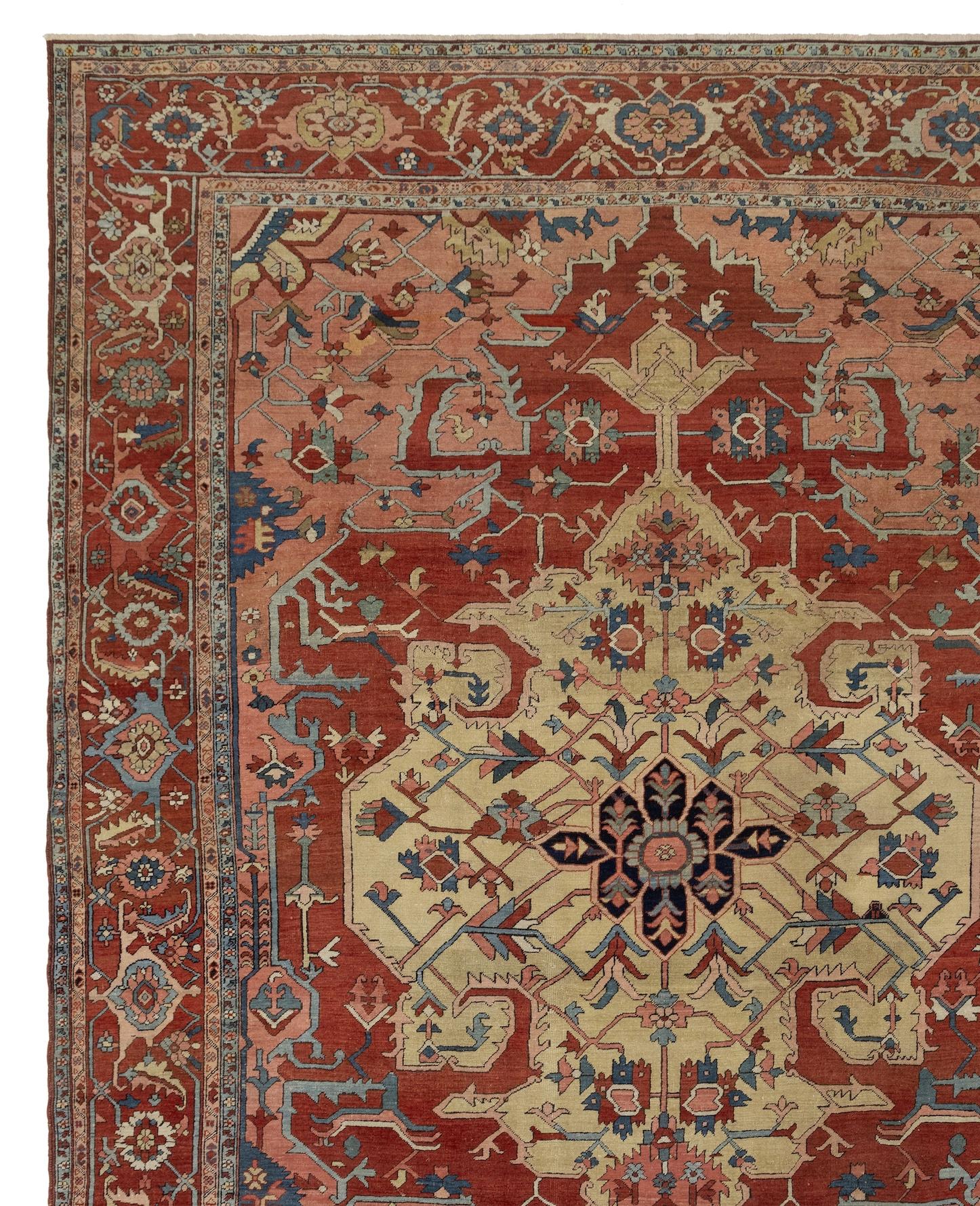 Tapis Serapi ancien, vers 1880 Bon état - En vente à Los Angeles, CA