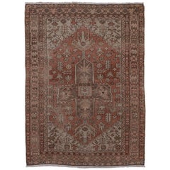 Antique Rustic Persian Serapi Rug, circa 1920