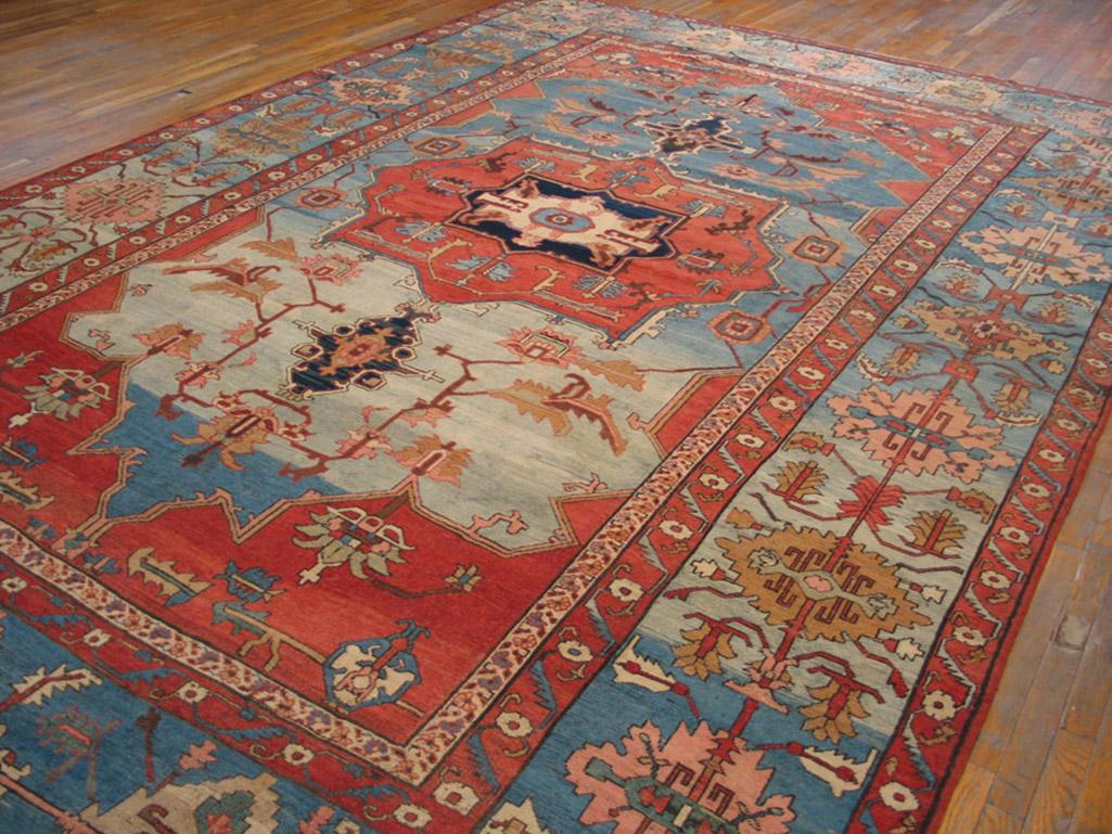 Wool 19th Century N.W. Persian Serapi Carpet ( 10'2