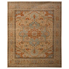 Rug & Kilim's Serapi Style Rug Beige and Red Medallion Serapi Pattern