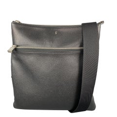 SERAPIAN Solid Black Saffiano Textured Leather Crossbody Bag