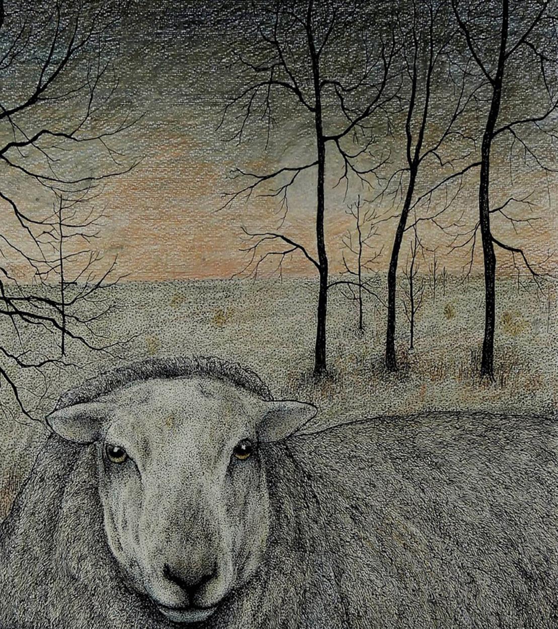 British Seren Bell 'Welsh', Mixed Media on Artists Paper, Twin Lambs For Sale