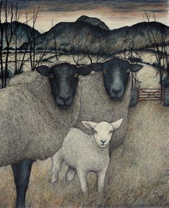Seren Bell 'Welsh Artist' Mixed Media on Paper, Welsh Uplands