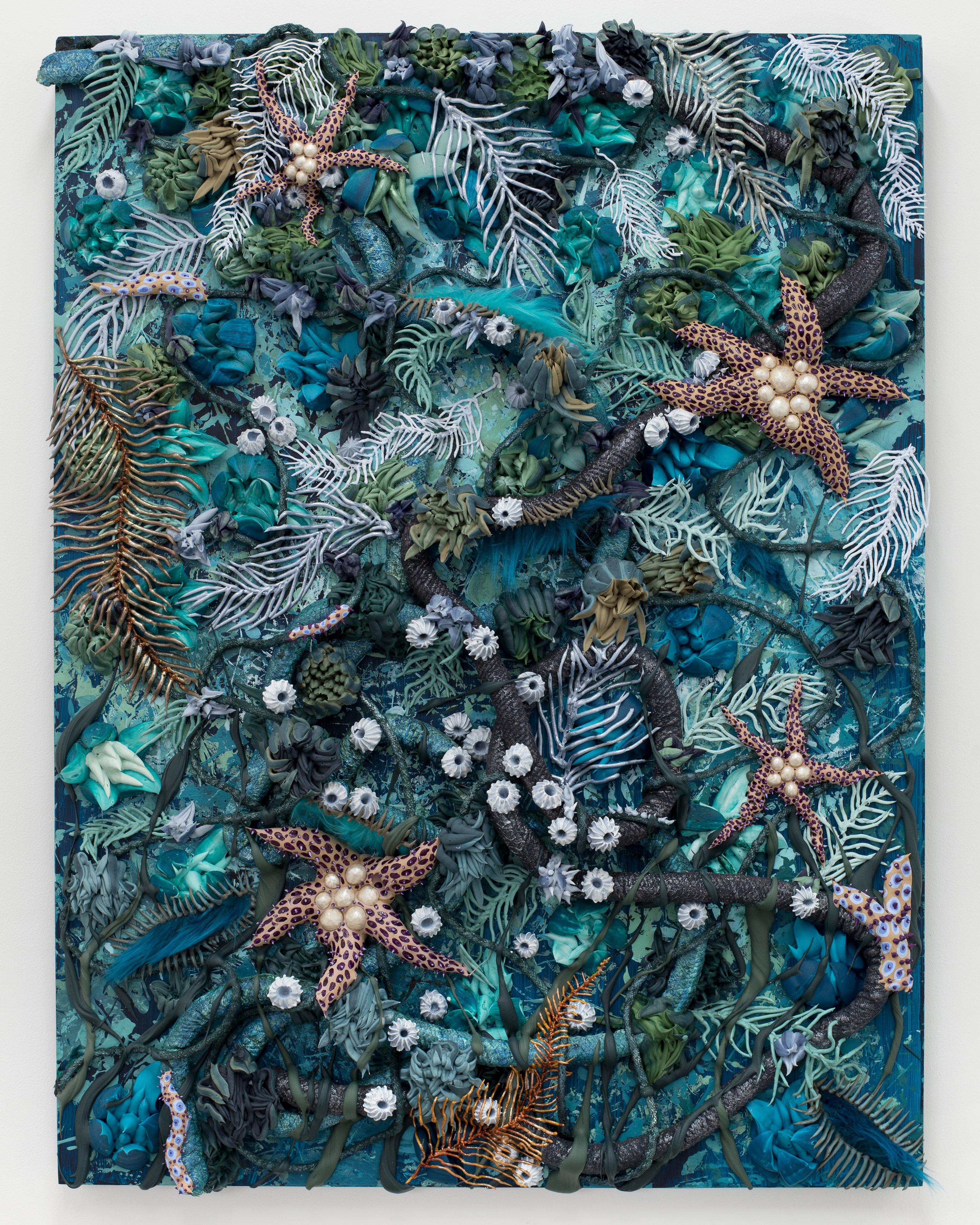 Underwater Ocean Seascape Textural Painting by Seren Morey - Aquafur Dreams