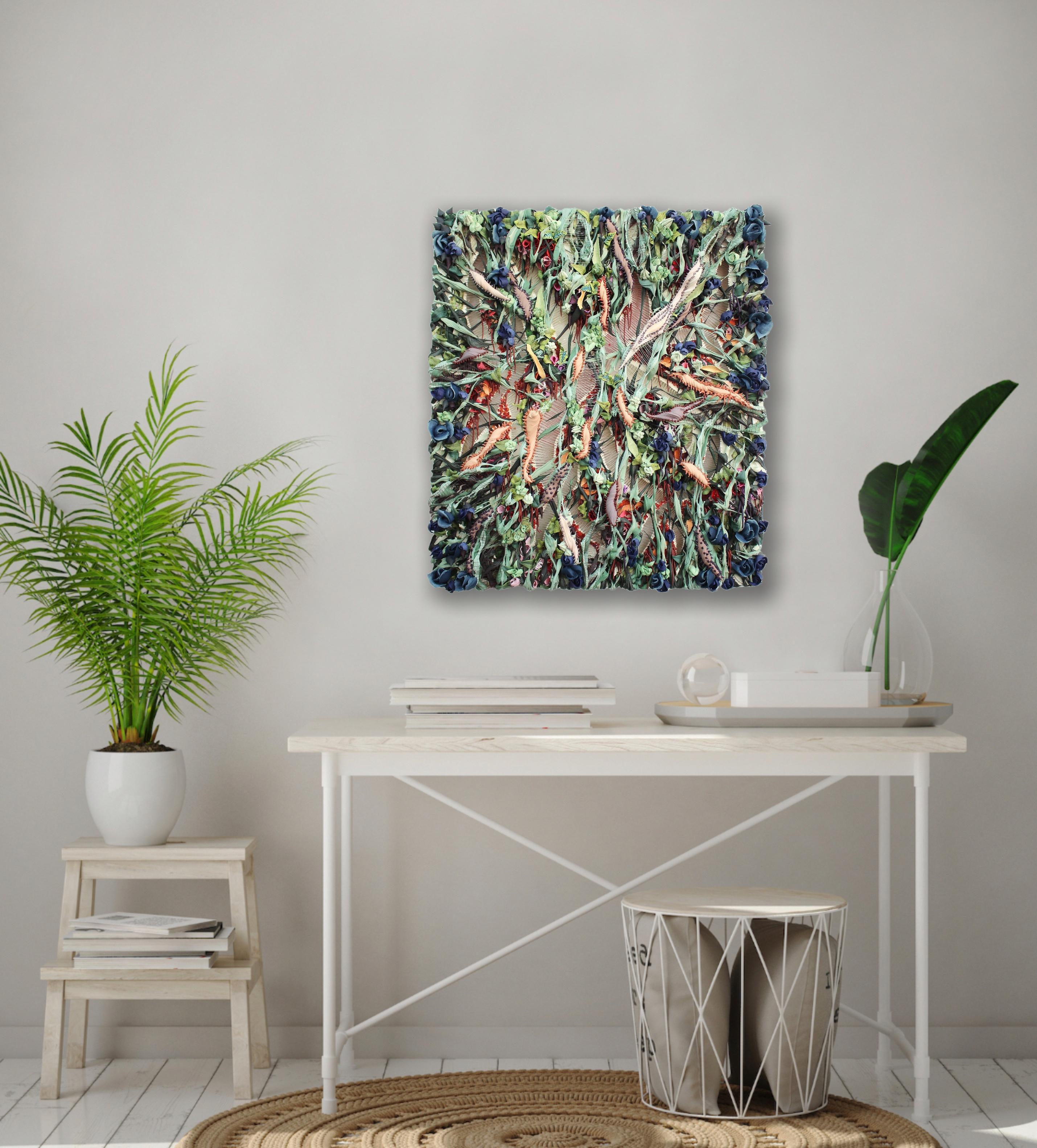 Inagodavita - contemporary textural abstract Nature inspired landscape - Gray Abstract Painting by Seren Morey