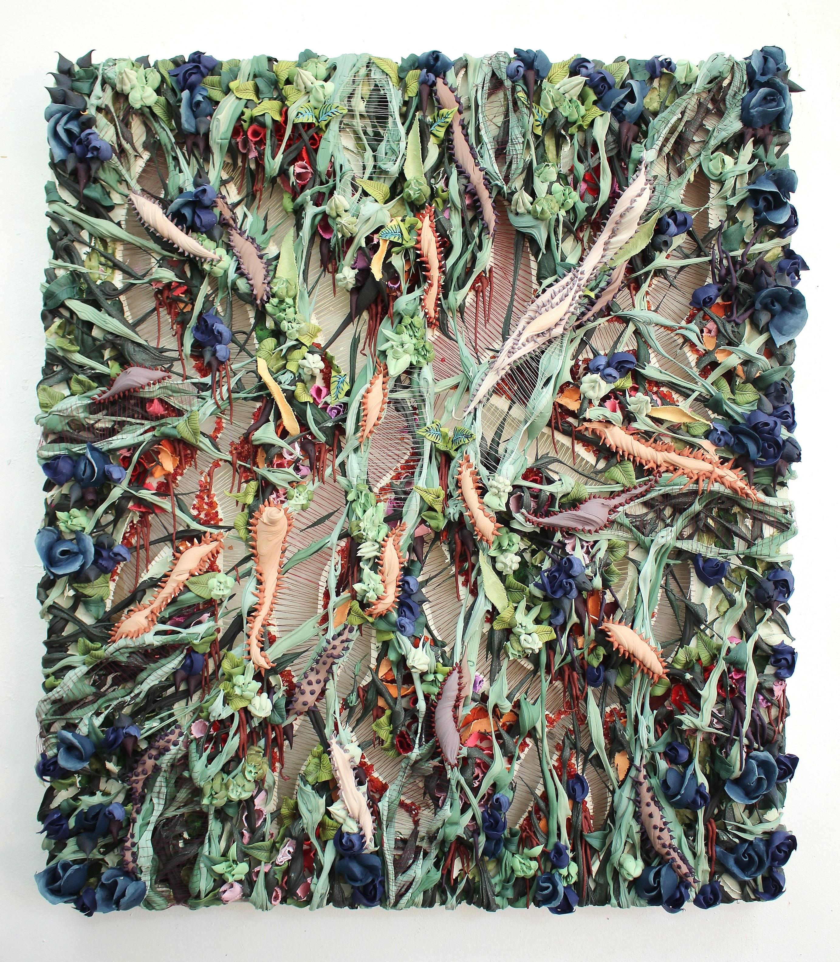 Seren Morey Abstract Painting - Inagodavita - contemporary textural abstract Nature inspired landscape