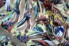 Phasianidae - highly textural abstract botanical foliage painting with cutouts