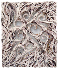 Used Spiral Genesis, light pink off-white mixed media textural painting 