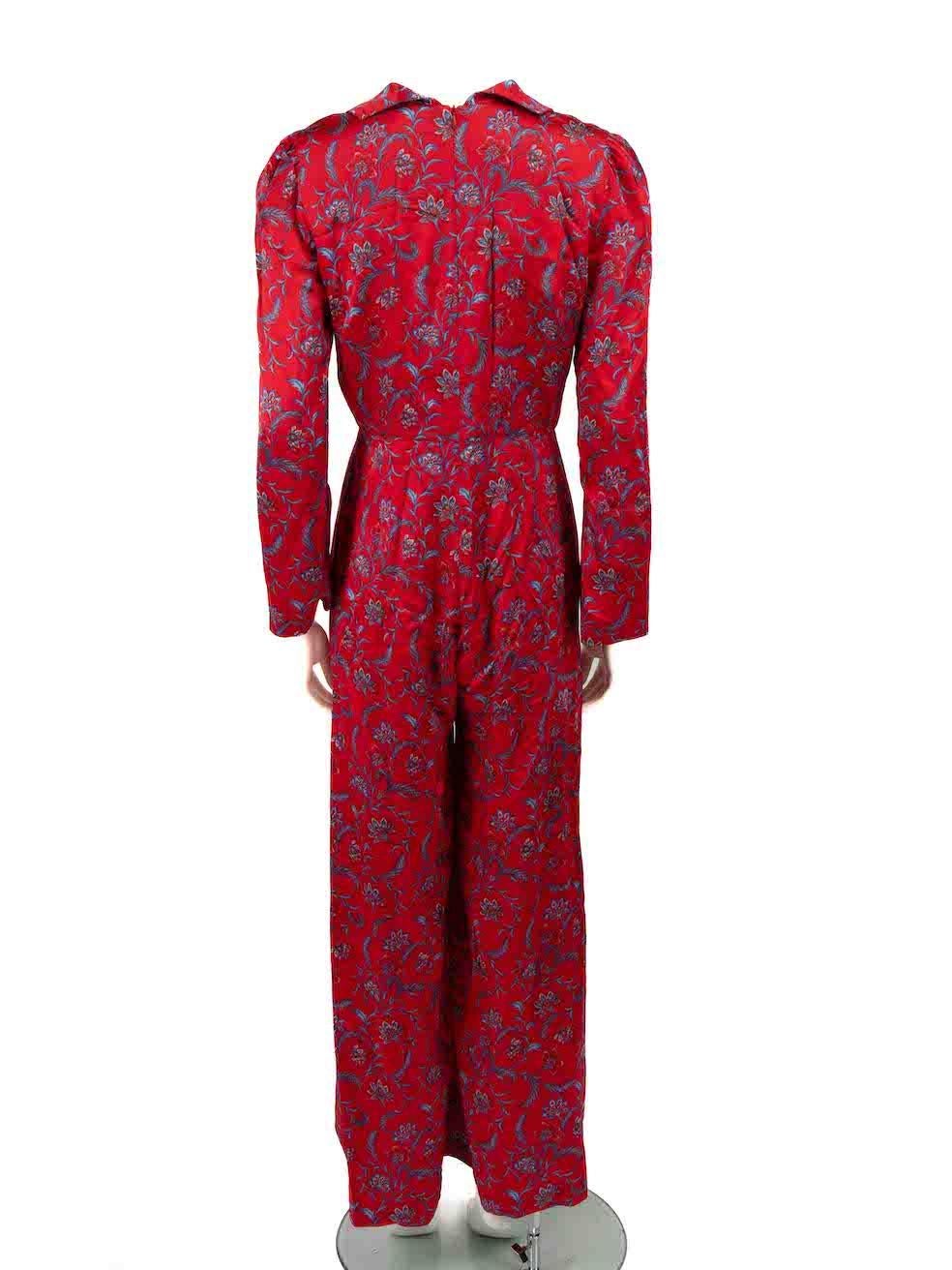 Seren Red Floral Print Jumpsuit Size S In Good Condition In London, GB