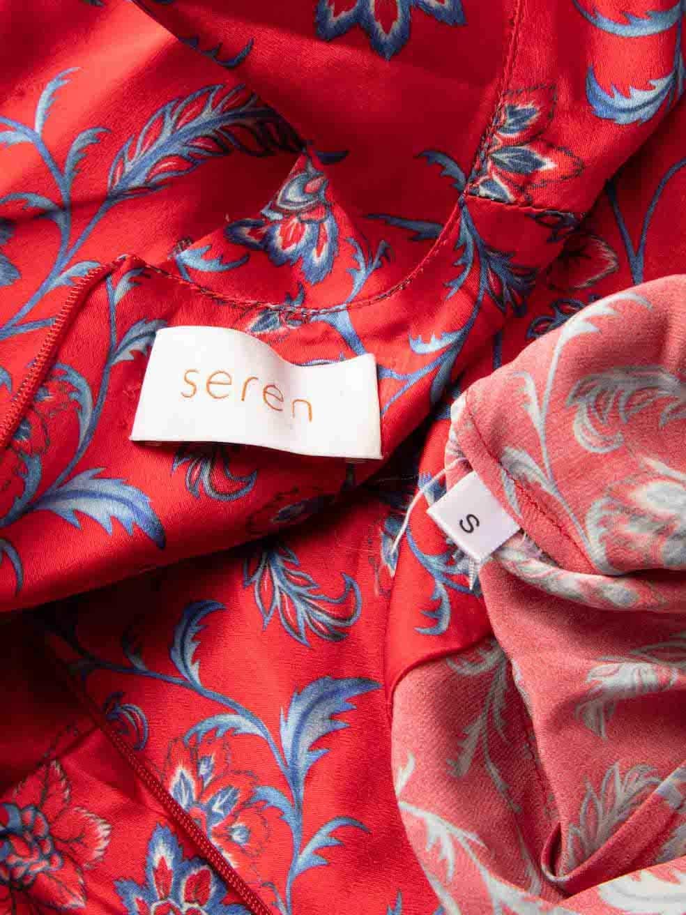 Women's Seren Red Floral Print Jumpsuit Size S