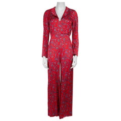 Seren Red Floral Print Jumpsuit Size S