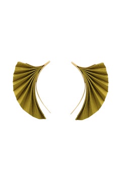 Serena Earrings in Golden Olive Silk & 24k Vermeil Gold by Katerina Makriyianni