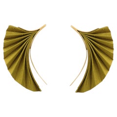 Serena Earrings in Golden Olive Silk & 24k Vermeil Gold by Katerina Makriyianni