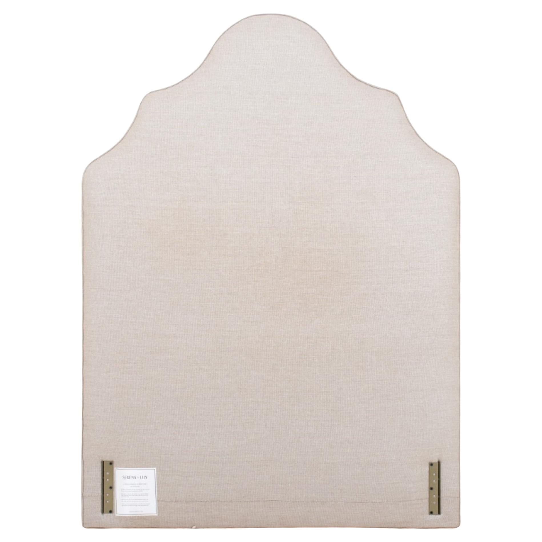 Serena & Lily Gray Upholstered Headboard and Frame For Sale