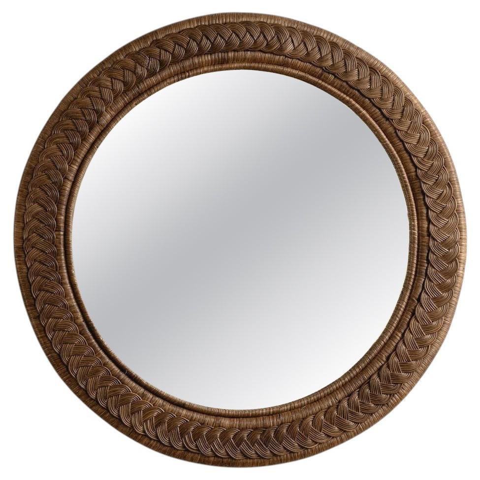 Serena Rattan Mirror, Large Round, Ethically Handcrafted, UK Design For Sale