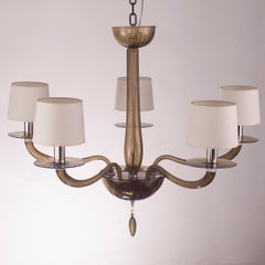Serenade Chandelier 5 Lights Moka Murano Glass by Multiforme