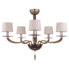 Serenade Chandelier 5 Lights Moka Murano Glass by Multiforme