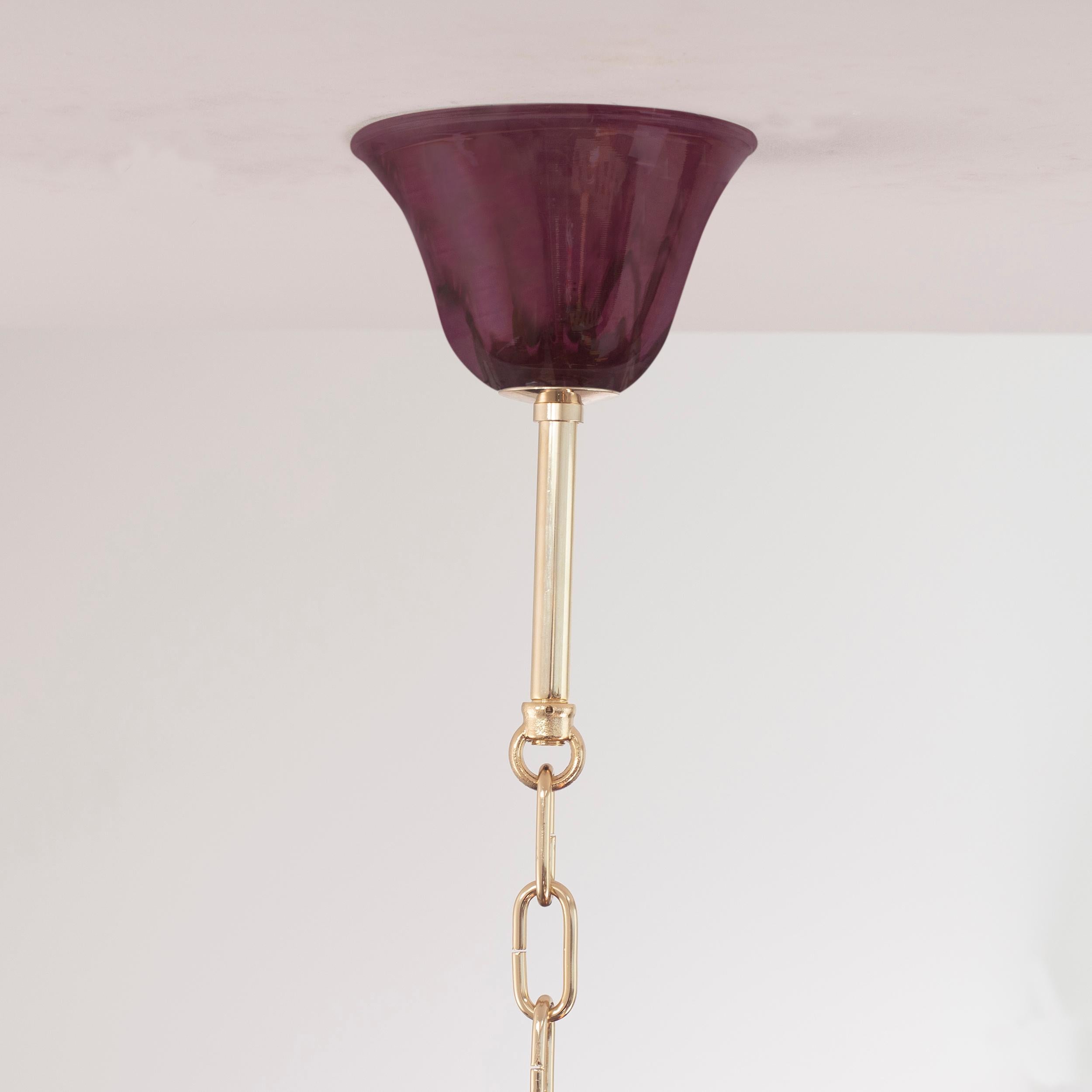 Serenade Chandelier 6 Lights Aubergine Murano Glass by Multiforme For Sale 4