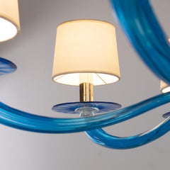 Serenade Chandelier 8 Ocean Blue Murano Glass by Multiforme