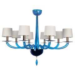 Serenade Kronleuchter 8 Ozean Blau Murano Glas von Multiforme
