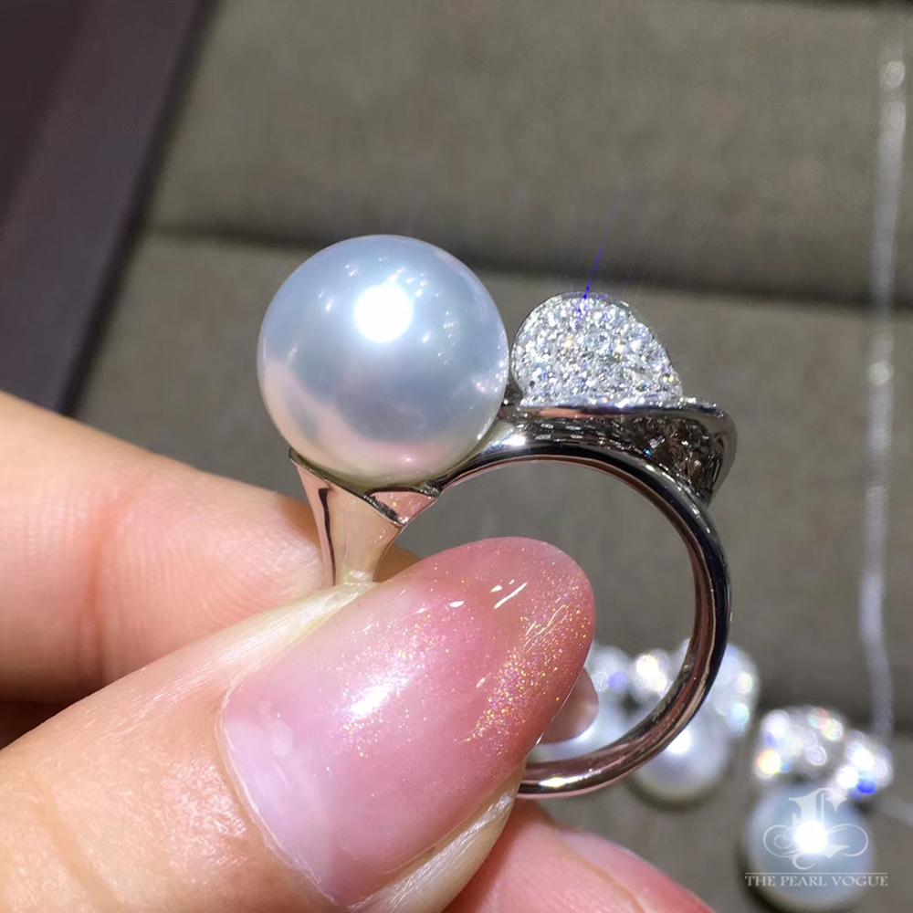 【Lustre Arc】Heart-Line Embrace South Sea Pearl & Diamond Ring Pour femmes en vente