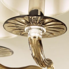 Classic sconce 2 arms, walnut Murano Glass, Cotton Lampshades by Multiforme