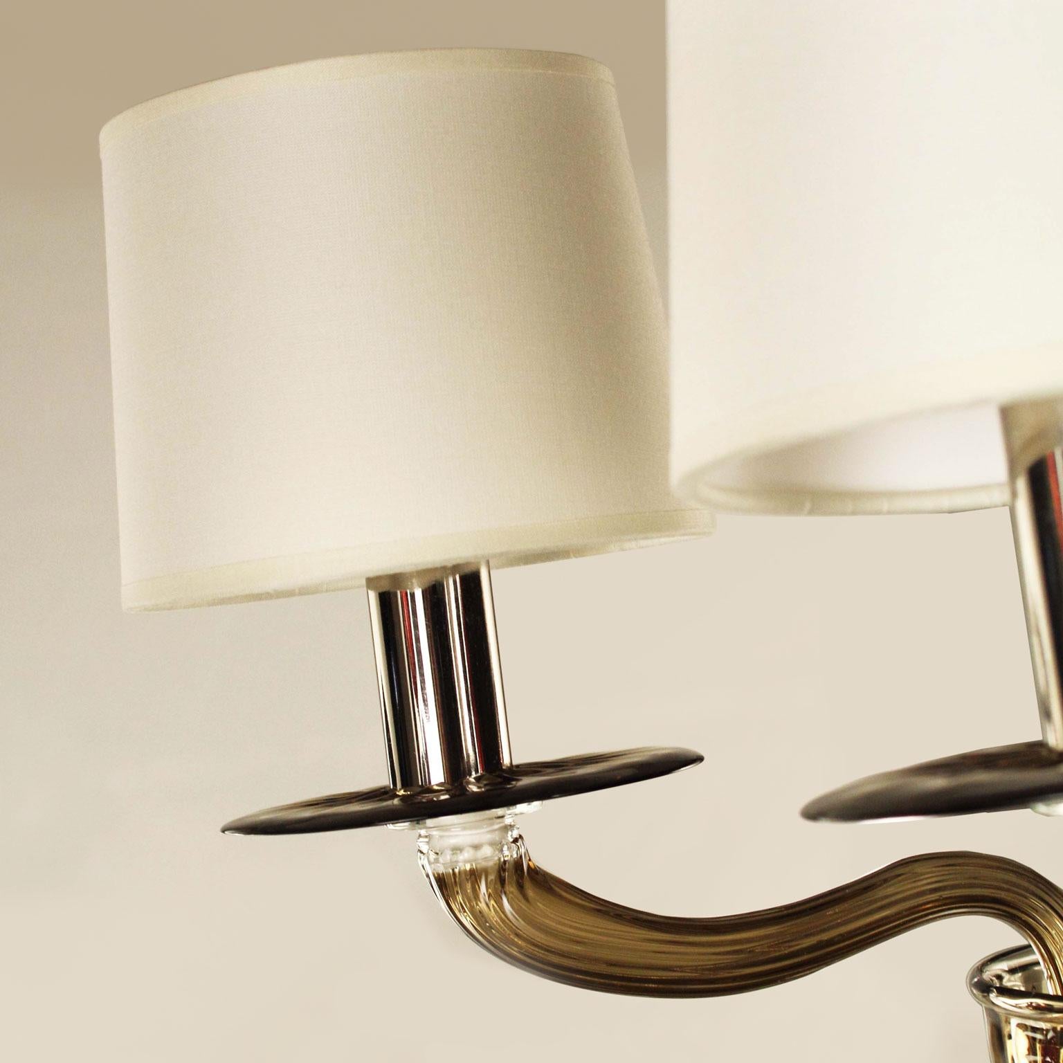 Other Classic sconce 2 arms, walnut Murano Glass, Cotton Lampshades by Multiforme For Sale