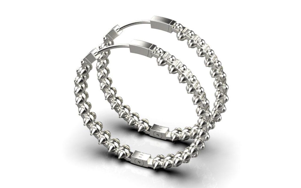 Serendipity Hoop  XL Earrings, 18K White Gold For Sale 1