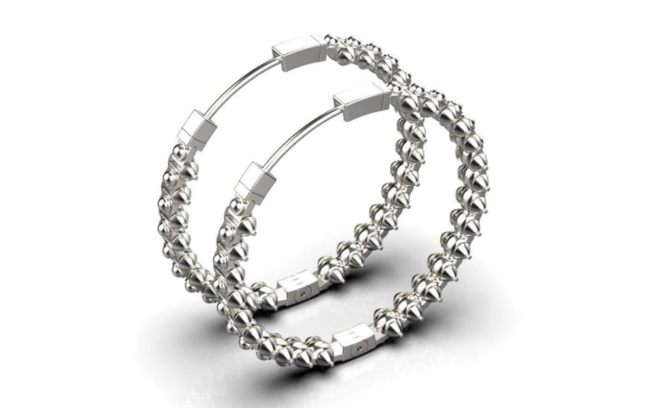 Women's or Men's Serendipity Hoop  XL Earrings, Sterling Silver For Sale