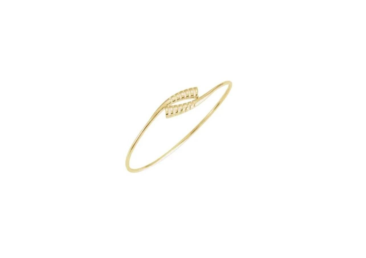 This beautiful Cuff bracelet is made in 14kt design. The beautiful design center is a unique expression of love and life. The unexplainable, the meant-to-be's and the bittersweet what-ifs that life gives us. Subtle reminder of all the ups and downs