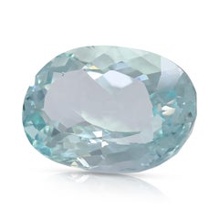 Serene 22.65ct Light Blue Oval Aquamarine Loose Gemstone